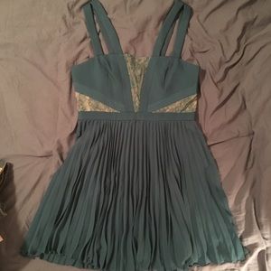 Bcbgmaxaria green and tan dress